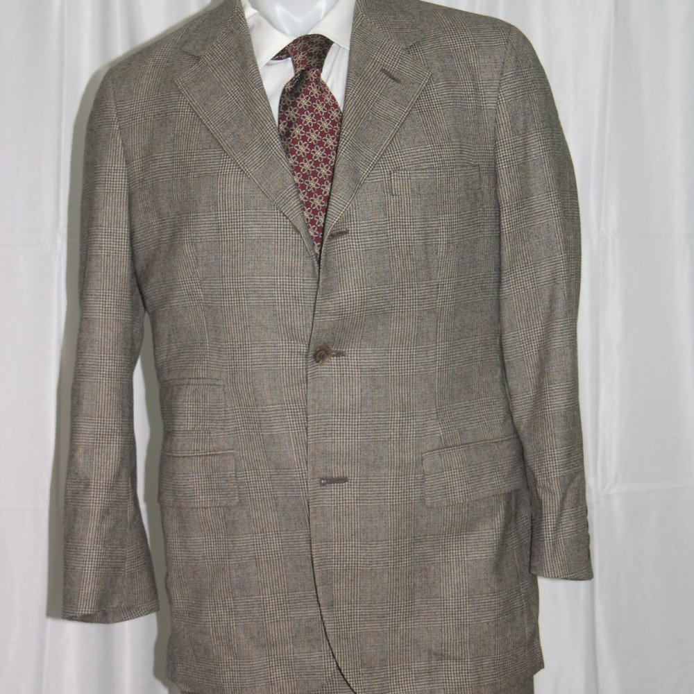 Fabrizio New York Taupe Plaid Three Button Suit 3… - image 4